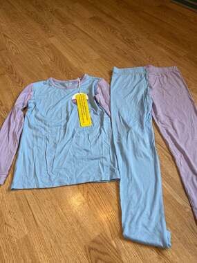 Bubble Baby Two-Tone Blue and Purple Bamboo Viscose Pajama Set - Size 8